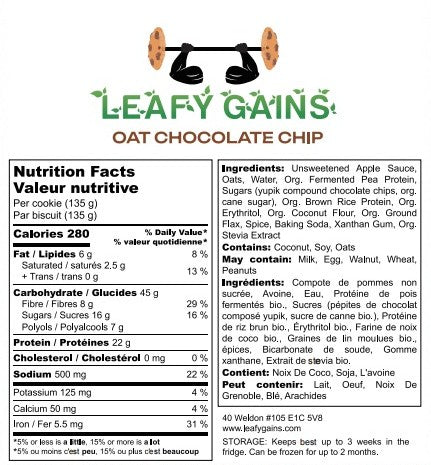 Leafy Gains Oat Chocolate Chip Cookies (12)