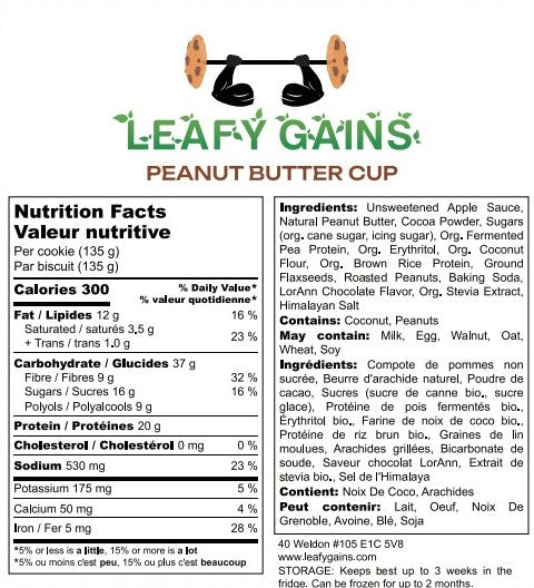 Leafy Gains Peanut Butter Cup Cookies (12)