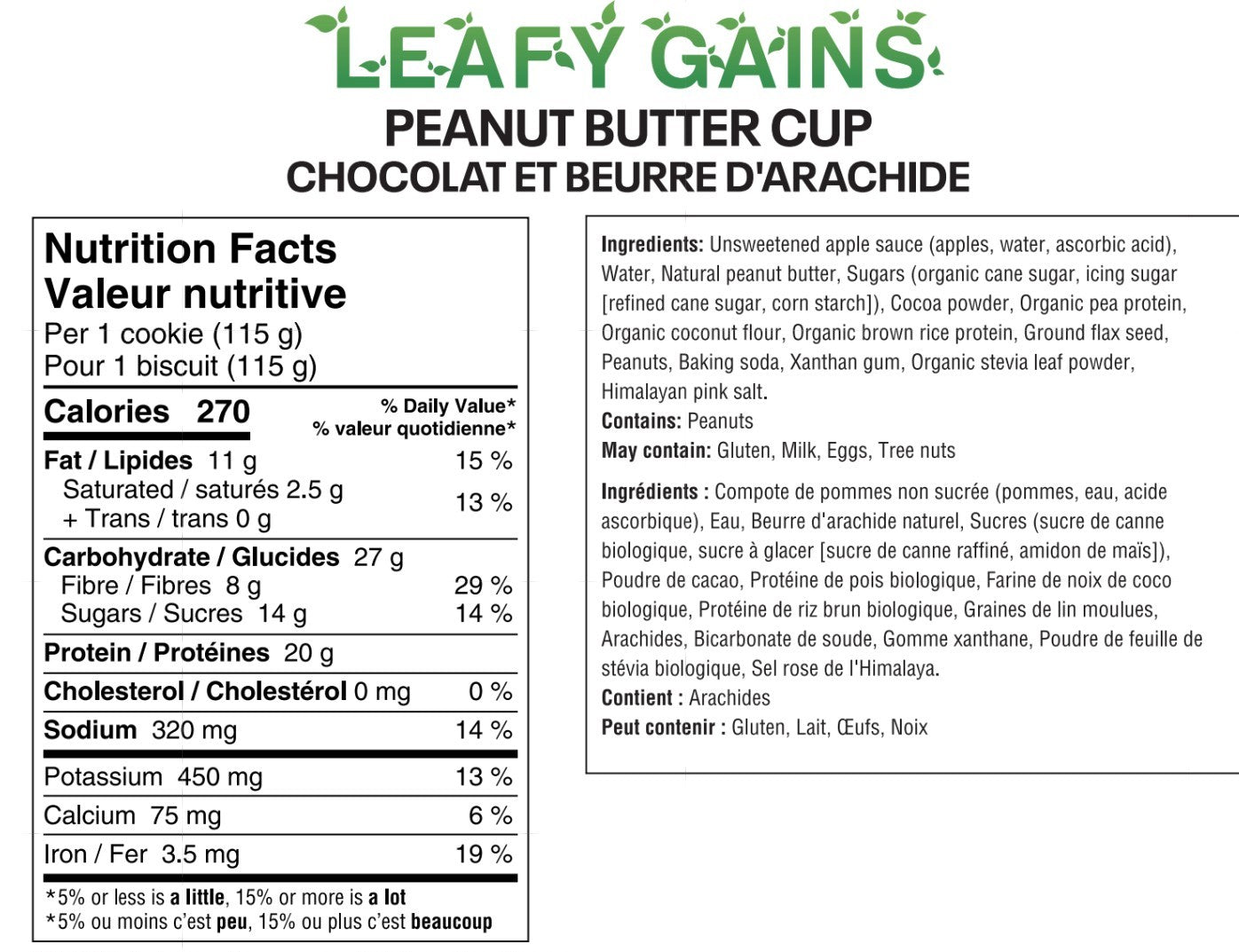 Leafy Gains Peanut Butter Cup Cookies (12)